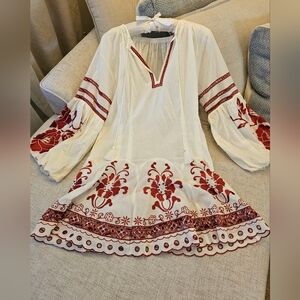 Rare Free People Bali French Romance Eyelet Embroidered Cutwork Mini Dress 